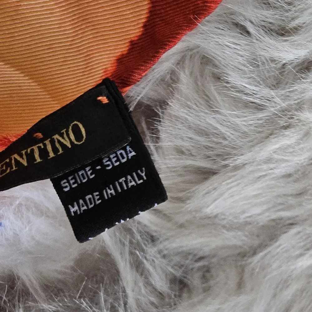 Valentino orange and red Silk Scarf